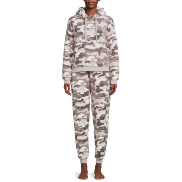 Other - The Cozy Corner Women's Hooded Faux Sherpa Top & Bottom Pajama Set, 2-Piece